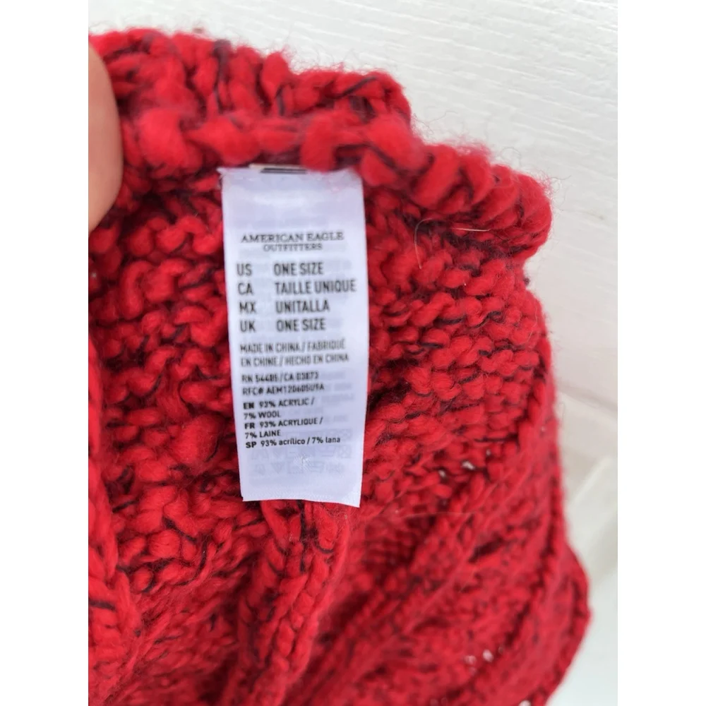 American Eagle Red Chunky Cable Knit Oversized Infinity Scarf One Size - Picture 7 of 11